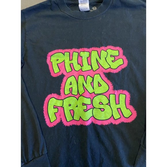 Phine and Fresh Fresh Prince Parody Black Graphic Long Sleeve Crew Neck Tee S - Picture 2 of 6
